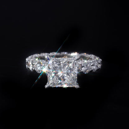 14k White Gold 3ct Princess Cut Engagement Ring