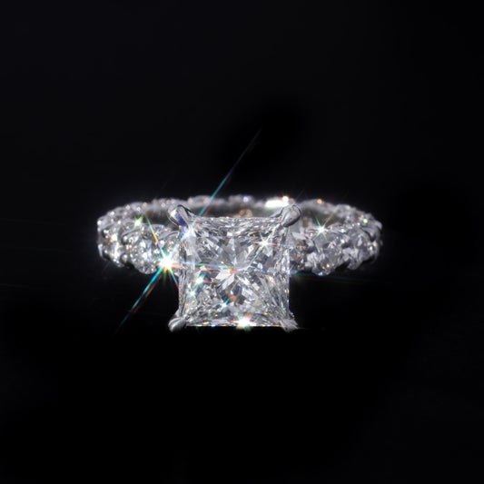 14k White Gold 3ct Princess Cut Engagement Ring