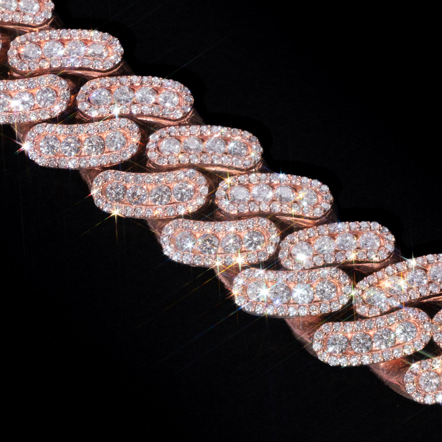 10k Rose Gold Diamond Prong Cuban Link Chain