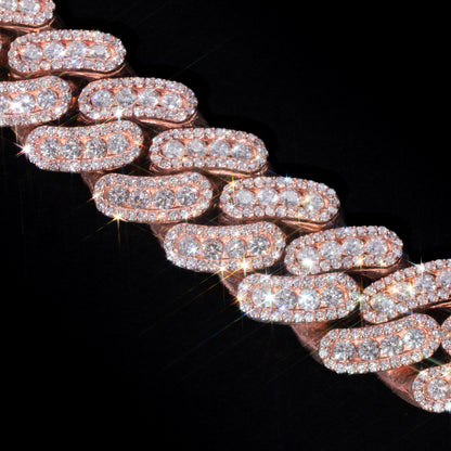 10k Rose Gold Diamond Prong Cuban Link Chain