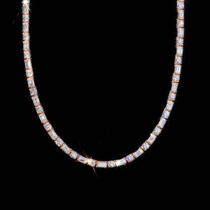 14k Rose Gold Round & Emerald Tennis Chain