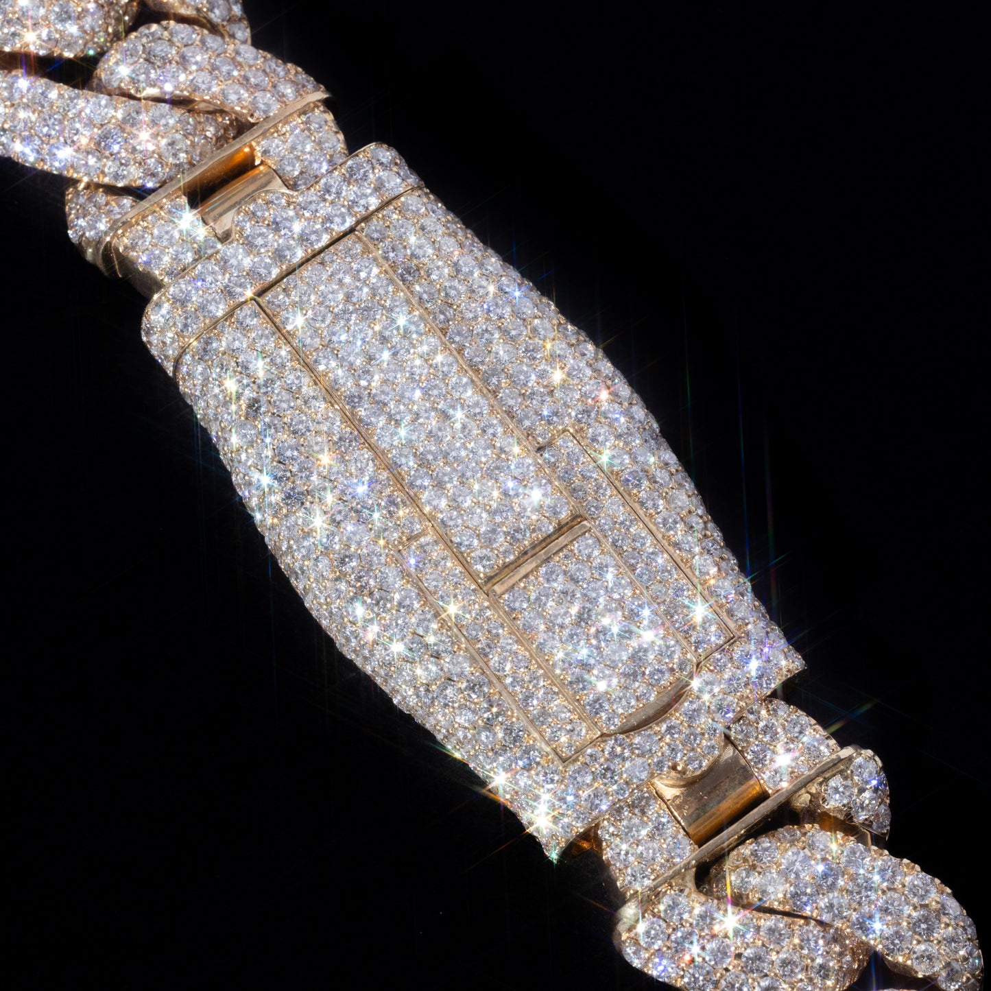 14k Yellow Gold Pavé Cuban Link Chain