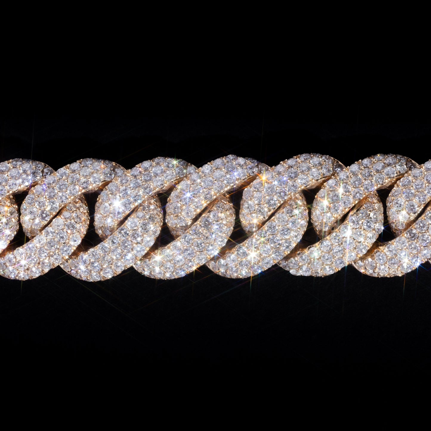 14k Yellow Gold Pavé Cuban Link Chain