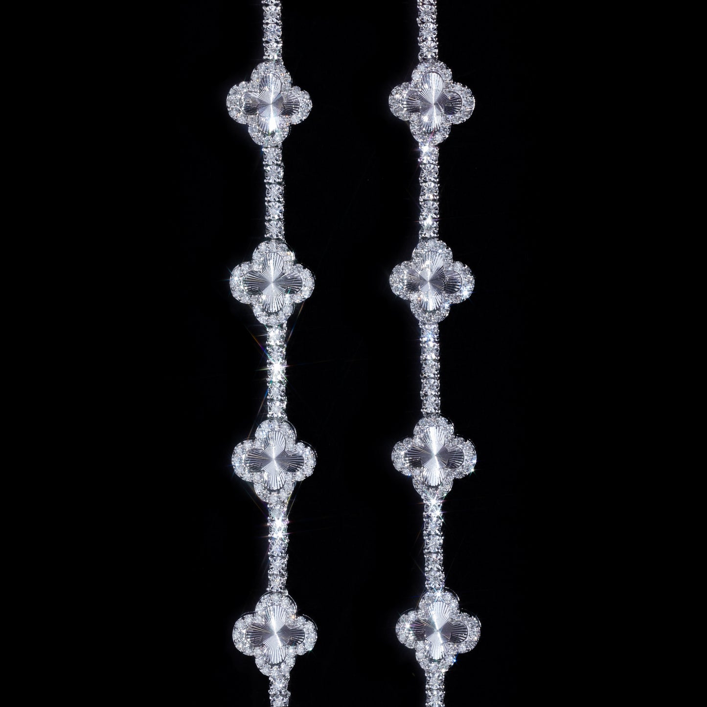 10k White Gold Clover Charm Tennis Chain