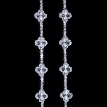 10k White Gold Clover Charm Tennis Chain