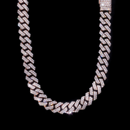 10k Rose Gold Diamond Prong Cuban Link Chain