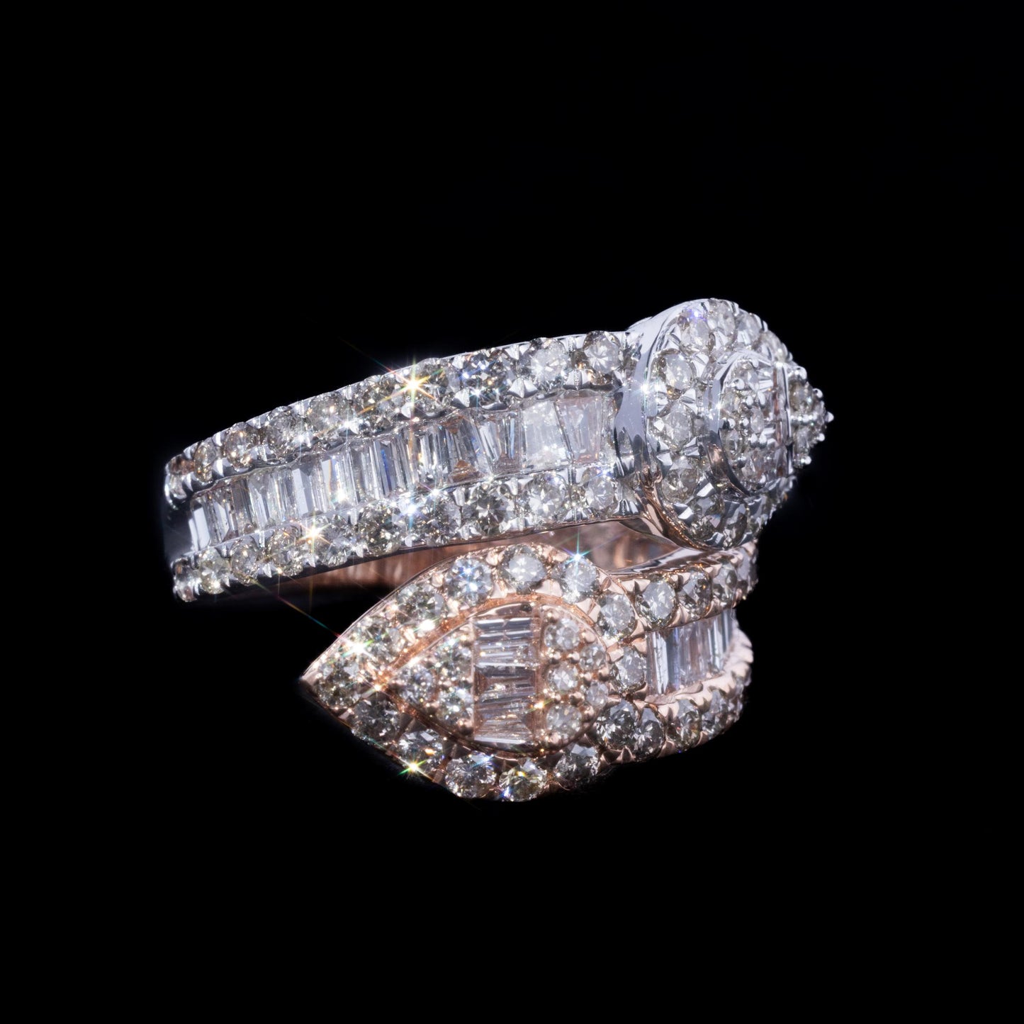 14k Rose & White Gold Leaf Ring