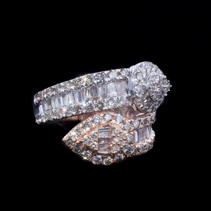 14k Rose & White Gold Leaf Ring