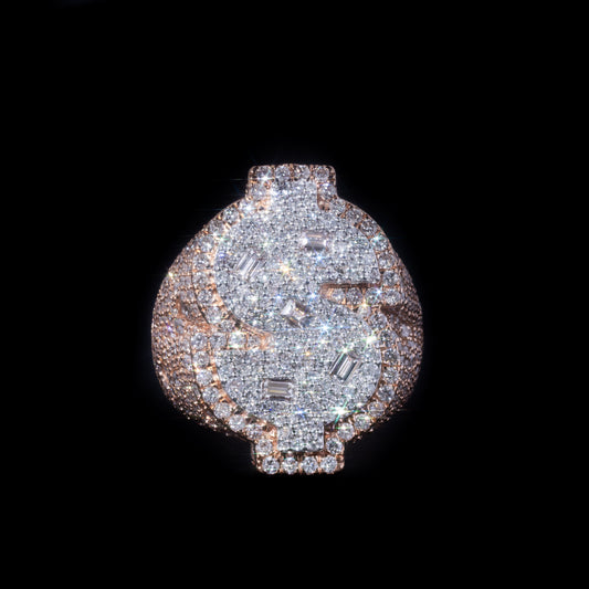 10k Rose/White Gold Dollar Sign Diamond Ring