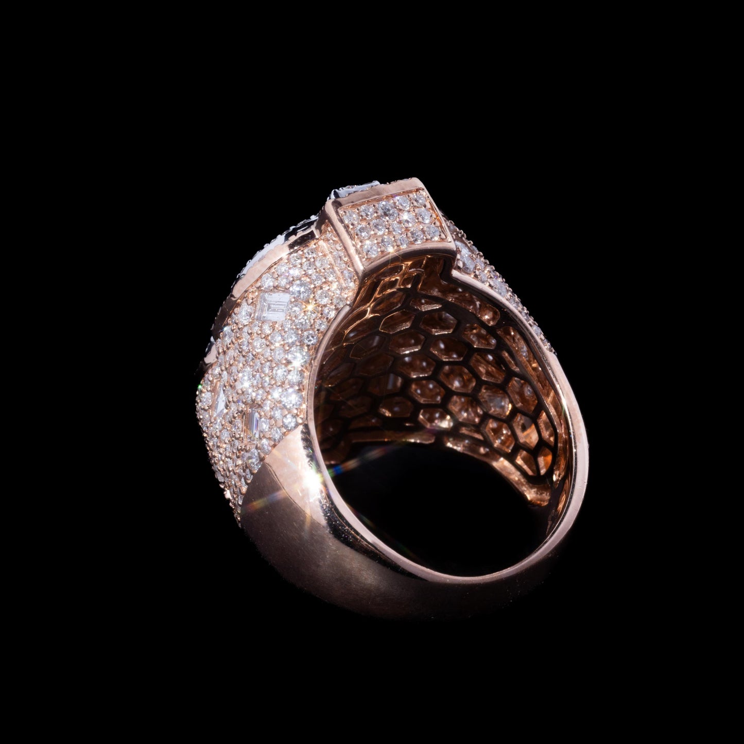 10k Rose/White Gold Dollar Sign Diamond Ring