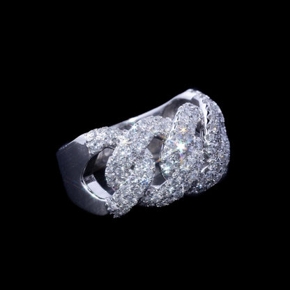 10k White Gold Diamond Cuban Link Ring