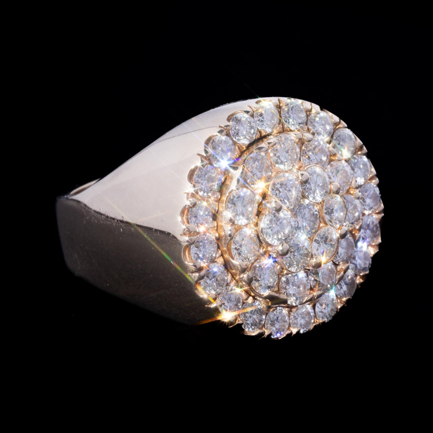 14k Yellow Gold Round Diamond Jumbo Ring