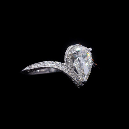 14k White Gold 1ct Pear Cut Engagement Ring