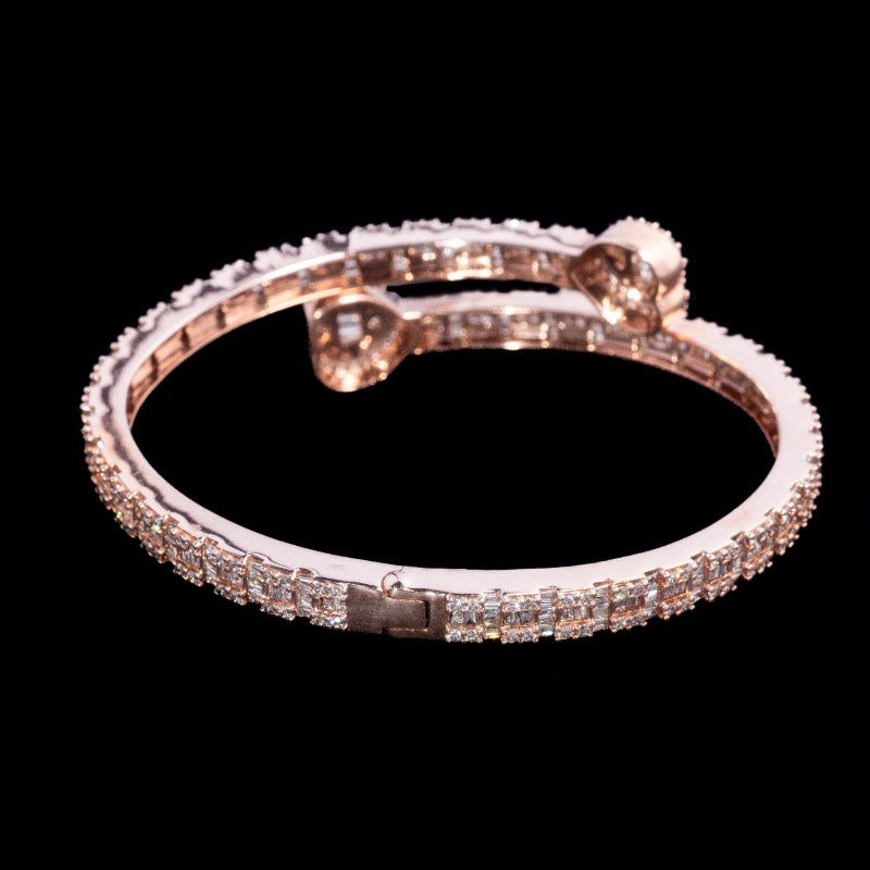 10k Rose Heart Diamond Bangle
