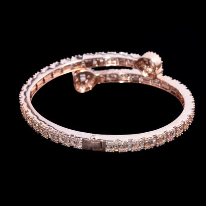 10k Rose Heart Diamond Bangle