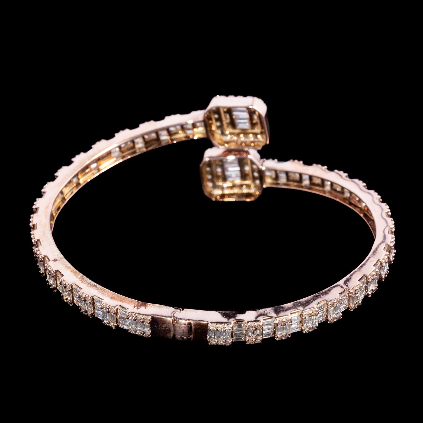 14k Rose Gold Square Accent Diamond Bangle