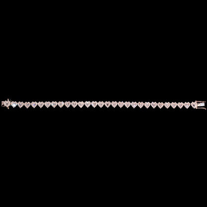 14k Rose Heart-Shaped Diamond Tennis Bracelet