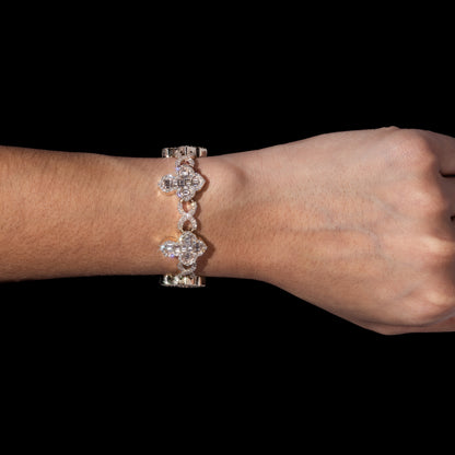 10k Yellow Infinity Cross Diamond Bracelet