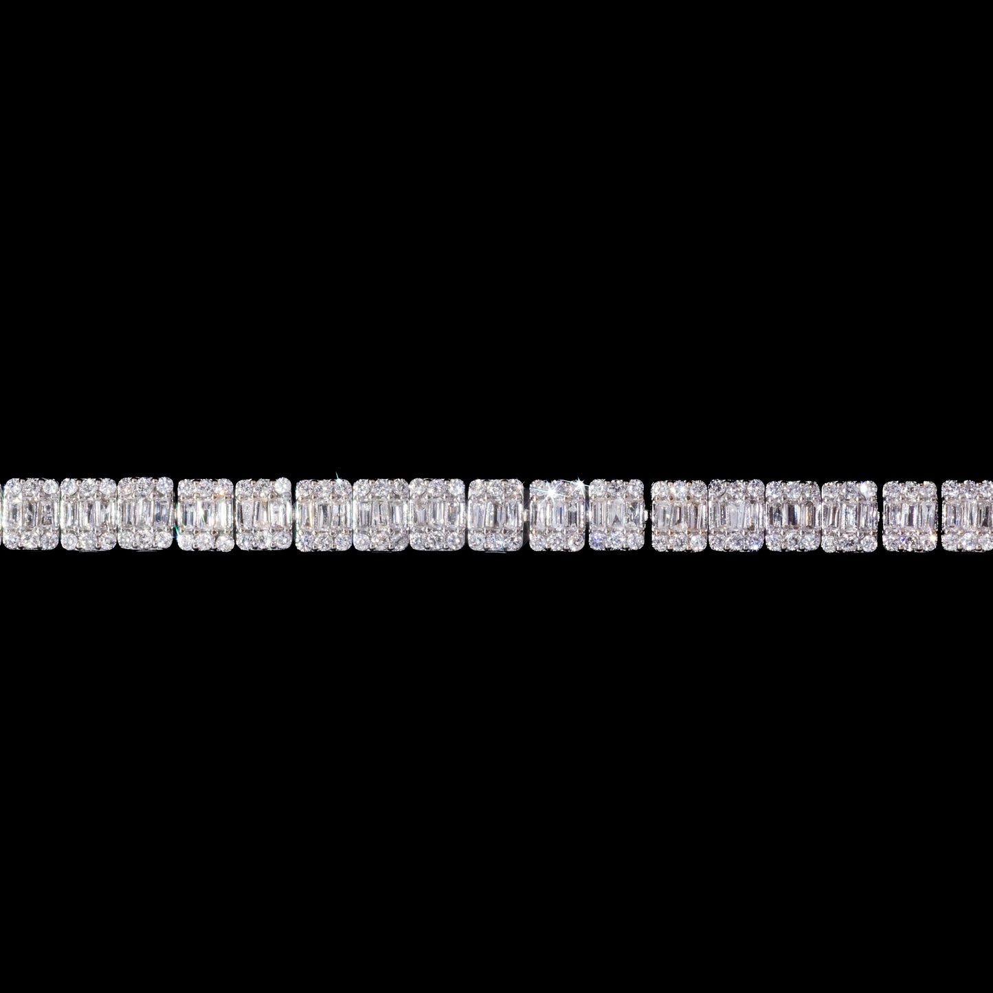14k White Emerald-Cut Diamond Tennis Bracelet