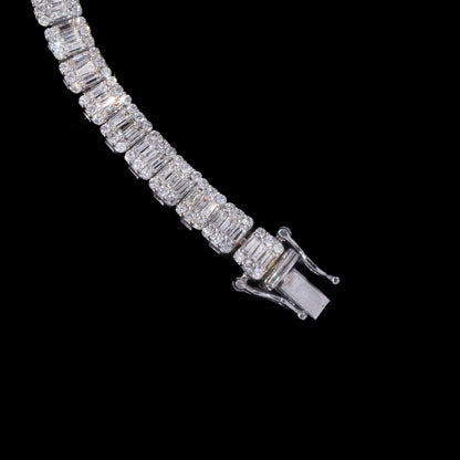 14k White Emerald-Cut Diamond Tennis Bracelet