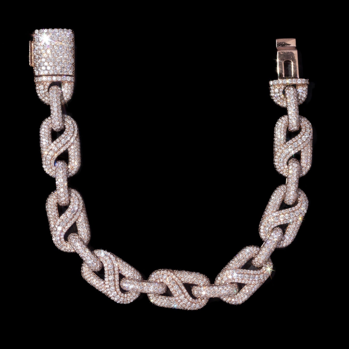 10k Rose Gold Diamond Prong Cuban Link Bracelet