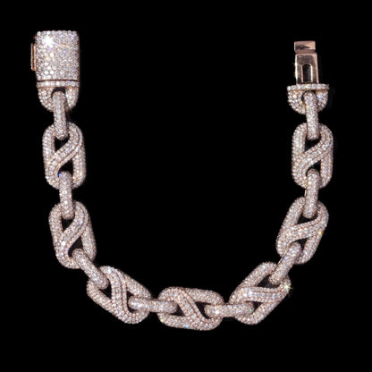 10k Rose Gold Diamond Prong Cuban Link Bracelet