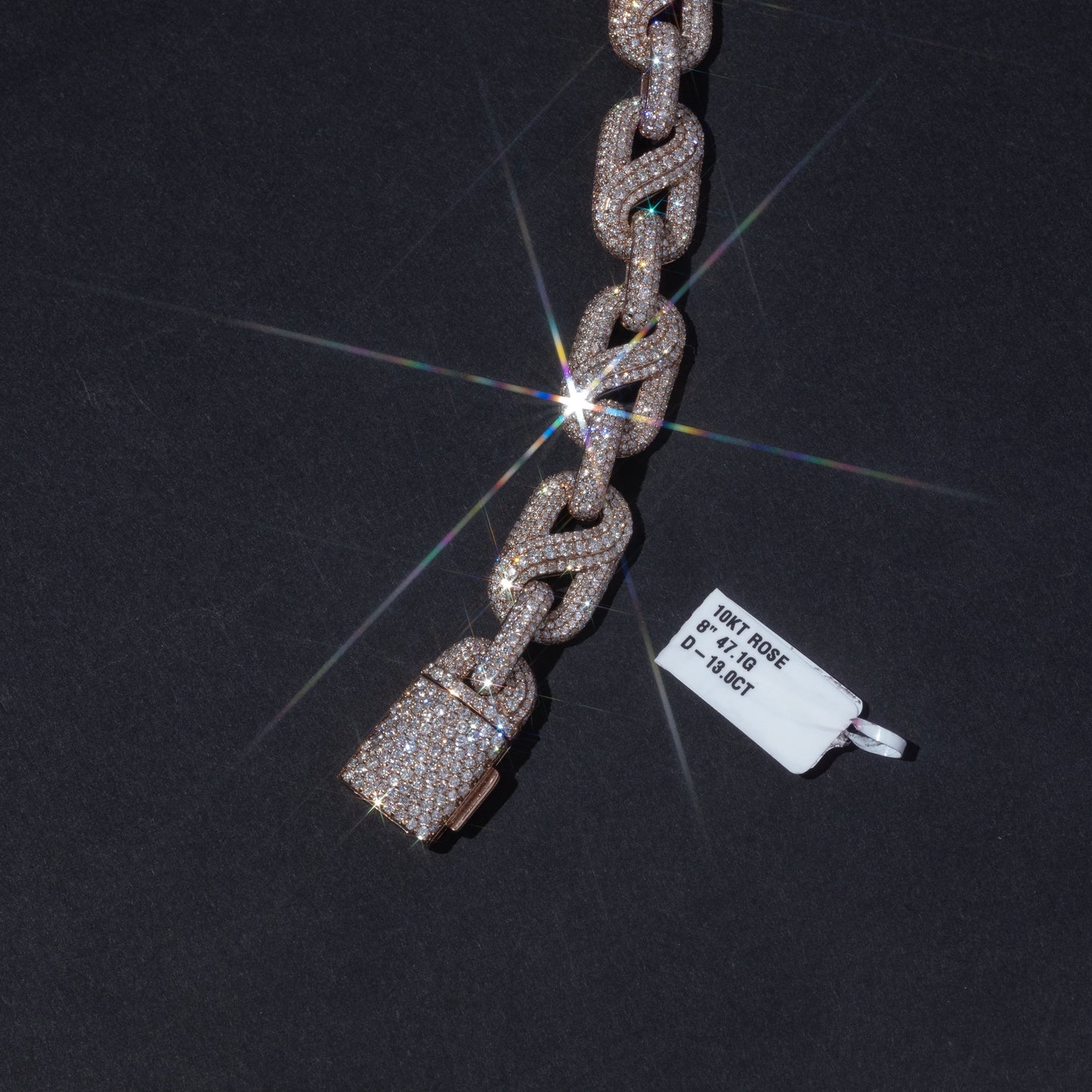 10k Rose Gold Diamond Prong Cuban Link Bracelet