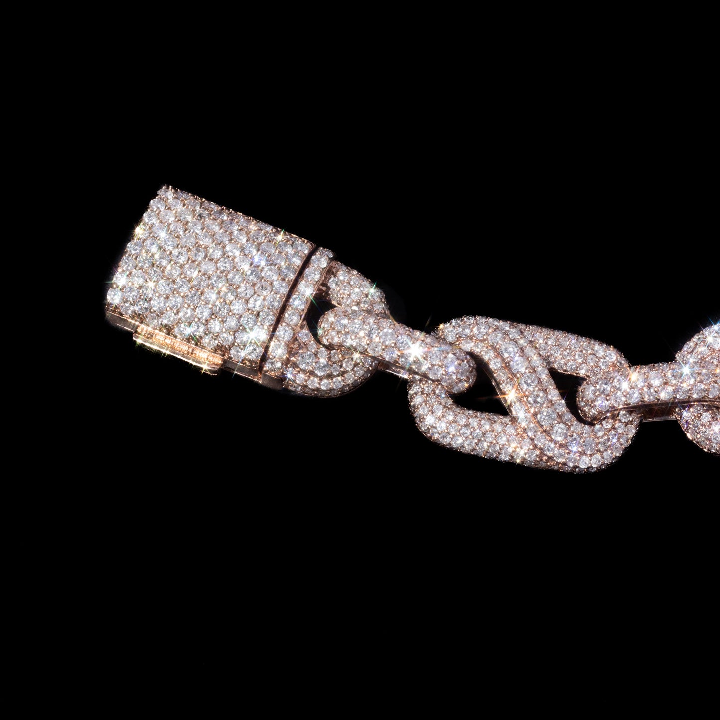 10k Rose Gold Diamond Prong Cuban Link Bracelet