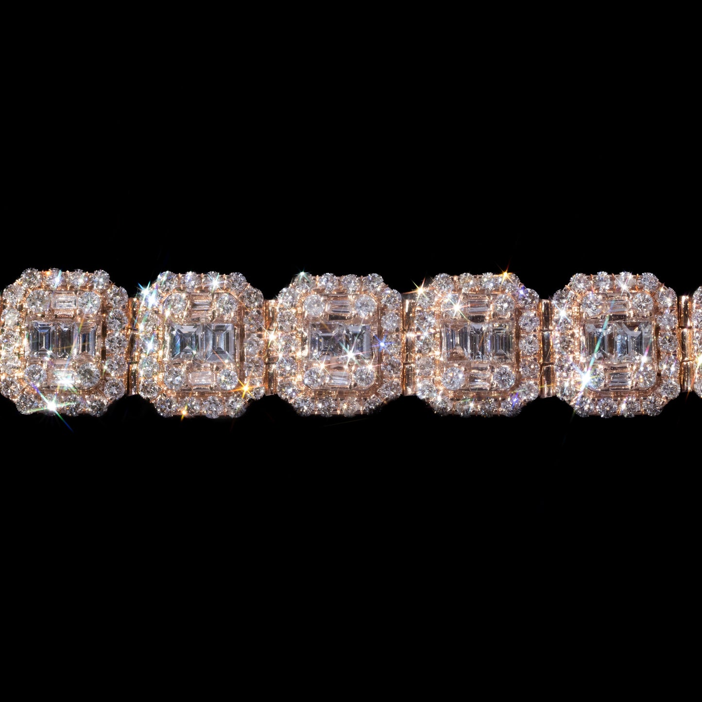 10k Rose Cushion-Cut Diamond Tennis Bracelet