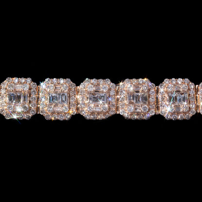 10k Rose Cushion-Cut Diamond Tennis Bracelet