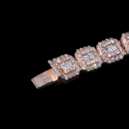 10k Rose Cushion-Cut Diamond Tennis Bracelet
