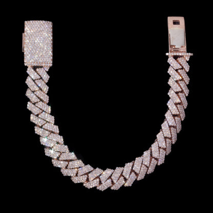 14kt Rose Iced Cuban Link Bracelet