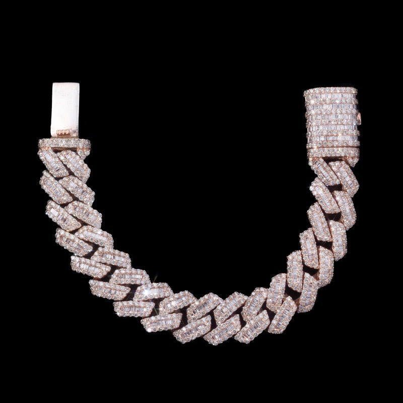 10k Rose Baguette Cuban Link Bracelet