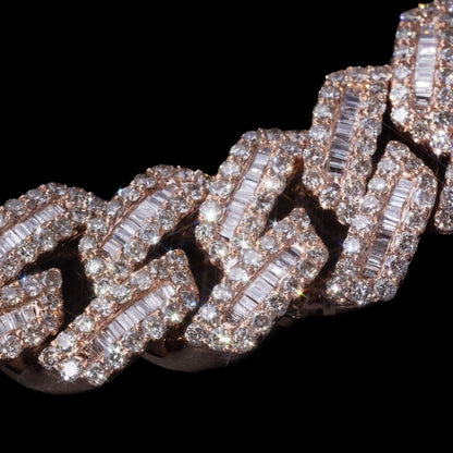 10k Rose Baguette Cuban Link Bracelet