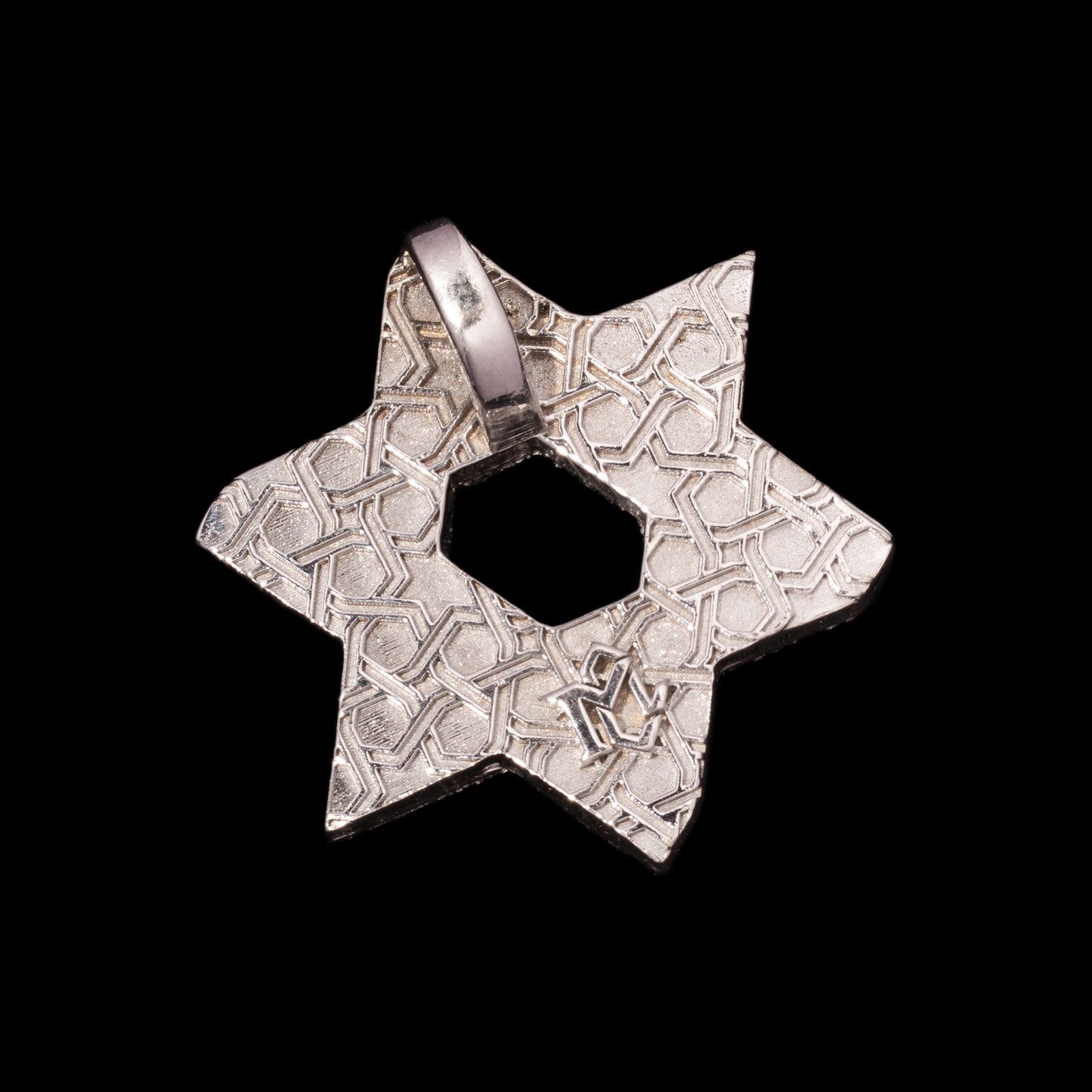 14kt White Gold 3D Star of David