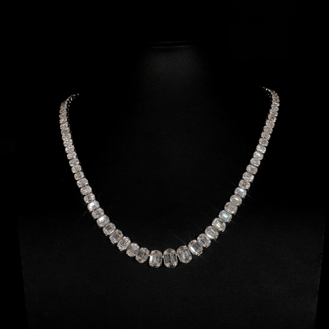 14KT WHITE GOLD  BAGUETTE TENNIS CHAIN