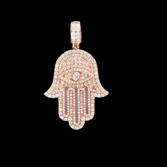 14kt Rose Gold Hamsa Pendant with Diamonds
