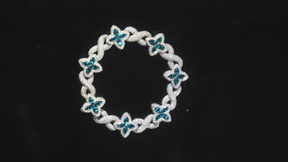 14kt Iced out cross Bracelet in white and rose gold